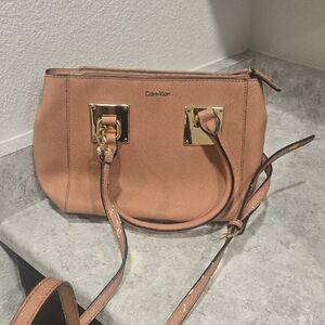 Calvin Klein Crossbody Bag in Tan with Gold Accents